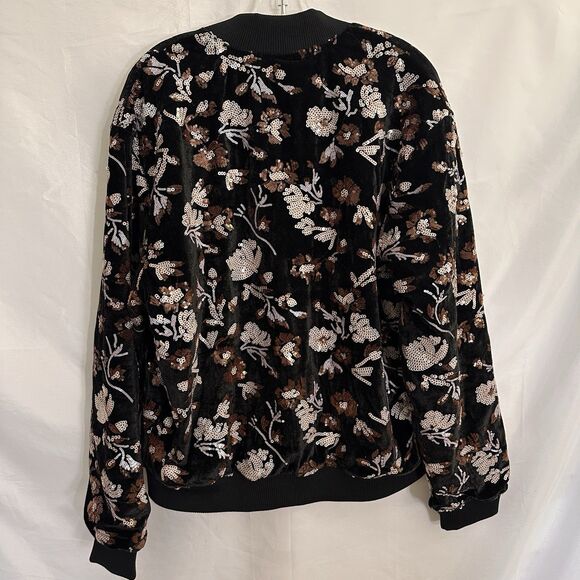NEW Forever 21 Men’s Floral Sequin Bomber Jacket Coat Sz LARGE - Picture 7 of 9
